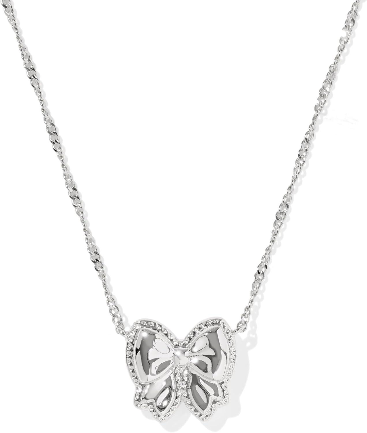 imageKendra Scott Haley Bow Short Pendant Necklace Fashion Jewelry for WomenRHODIUM IVORY MOTHER OF PEARL