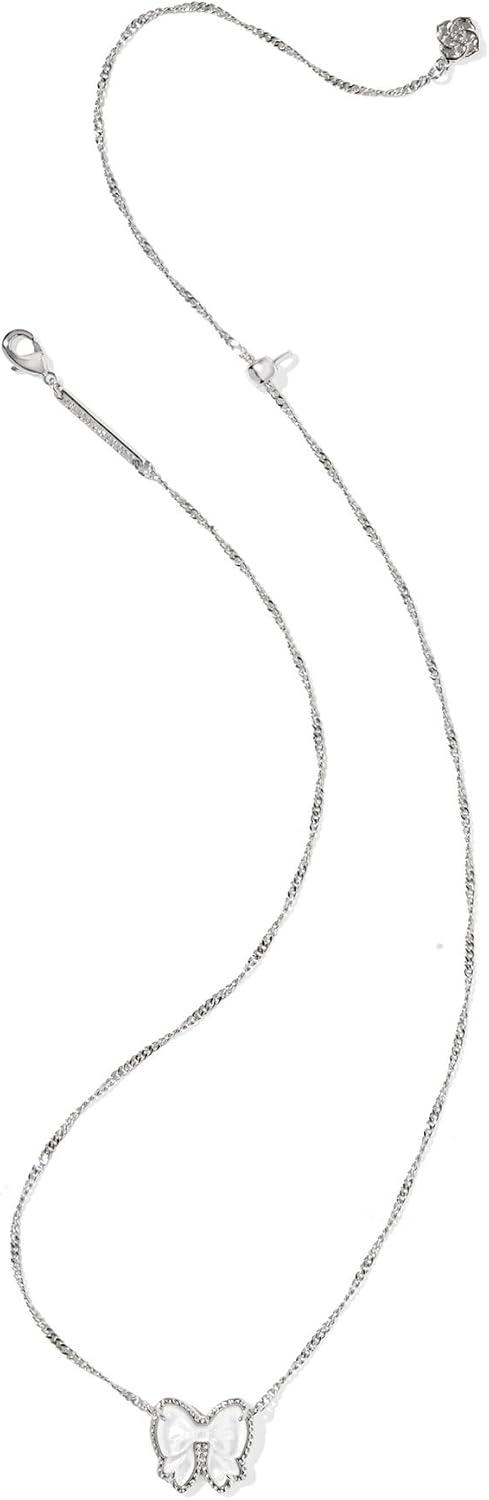 imageKendra Scott Haley Bow Short Pendant Necklace Fashion Jewelry for WomenRHODIUM IVORY MOTHER OF PEARL