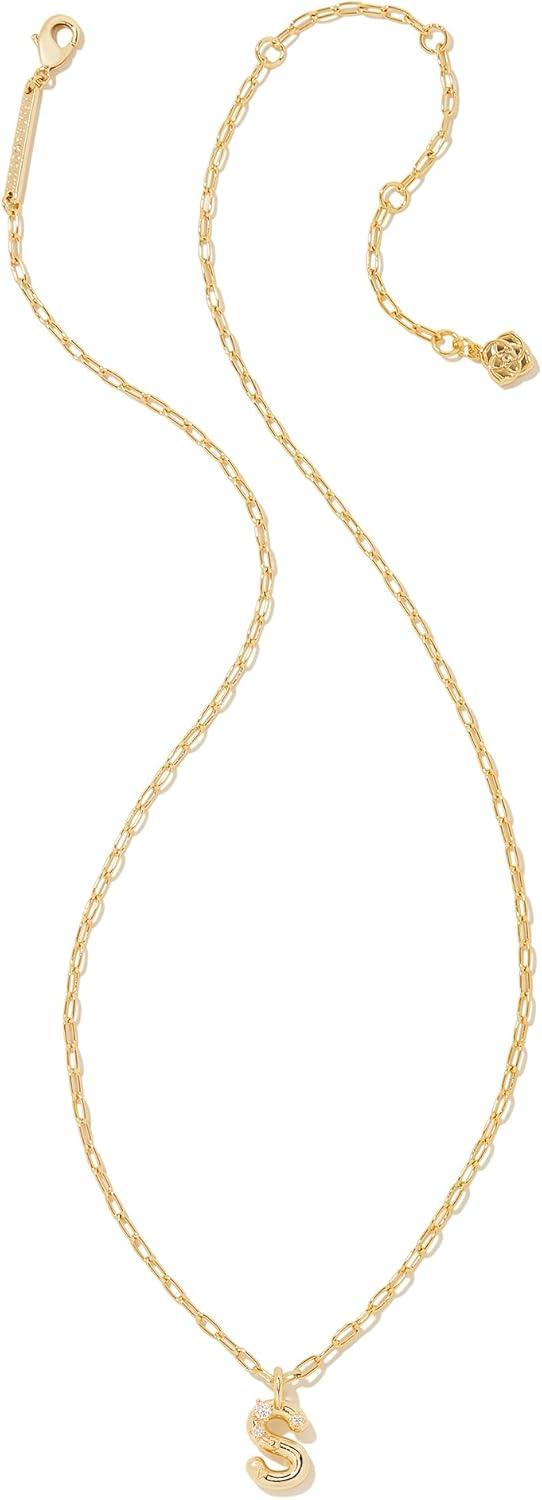 imageKendra Scott Crystal Letter Short Pendant Necklace Fashion Jewelry for WomenLetter S GOLDPLATED