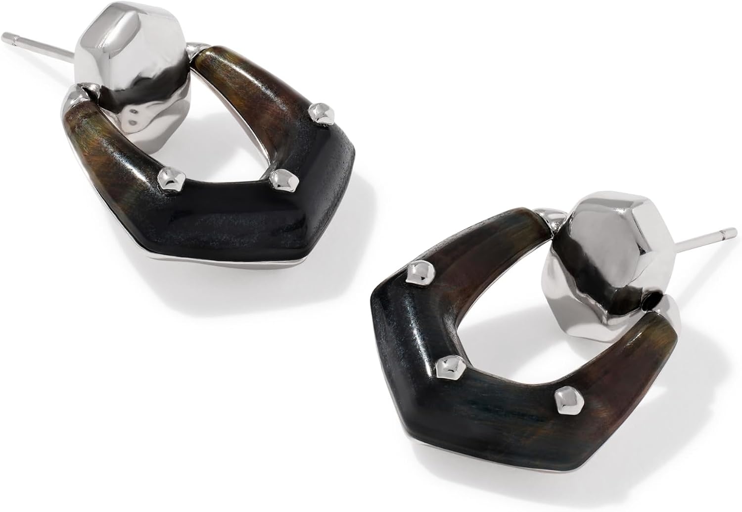 image:imageKendra Scott Embry Open Frame EarringsSILVER DARK BROWN HAWKS EYE