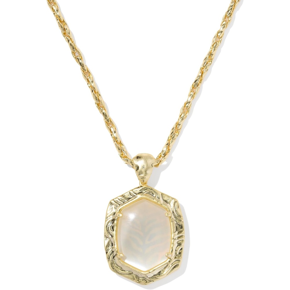 image:imageKendra Scott Daphne Small Long Pendant Necklace 14k GoldPlated Brass Natural Mother Of Pearl Tiger StripedGOLD NATURAL MOP Tiger Striped