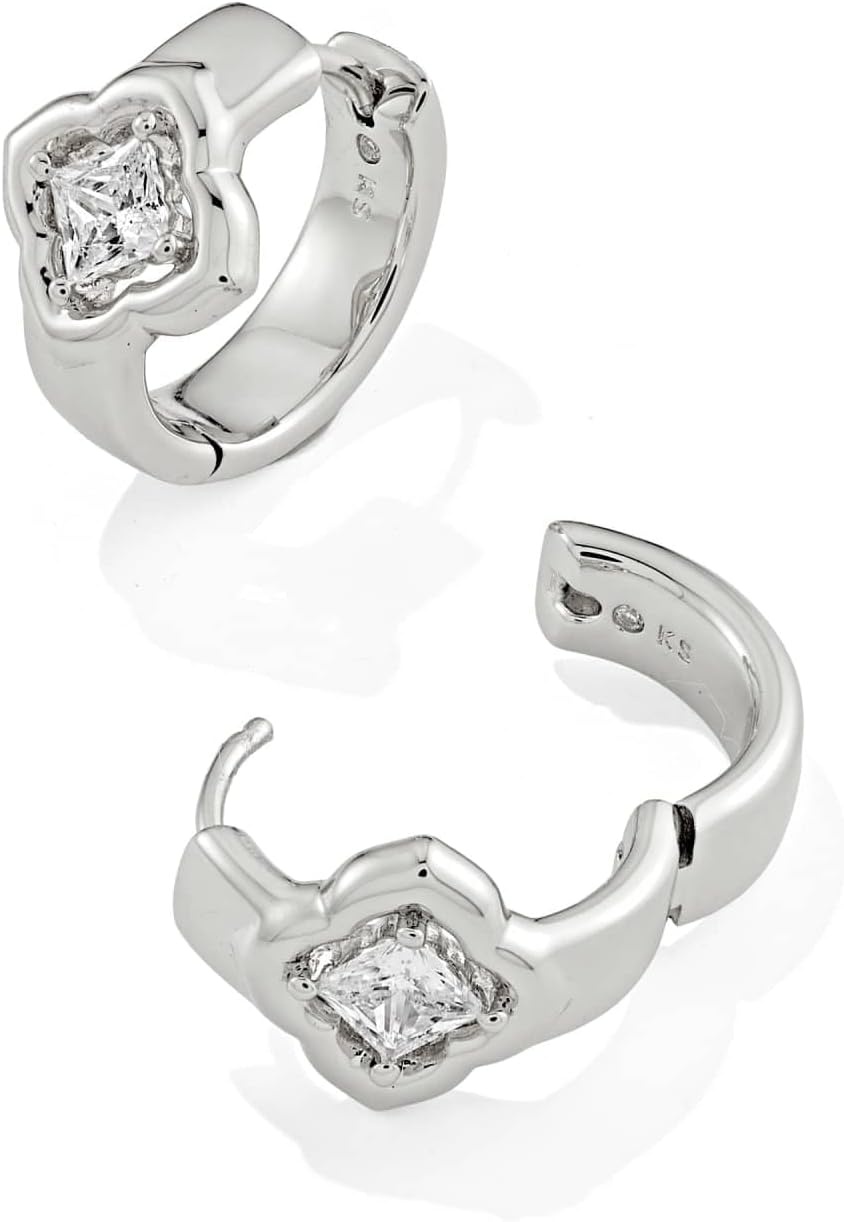 image:imageKendra Scott Mallory Crystal Huggie EarringsSILVER WHITE CZ