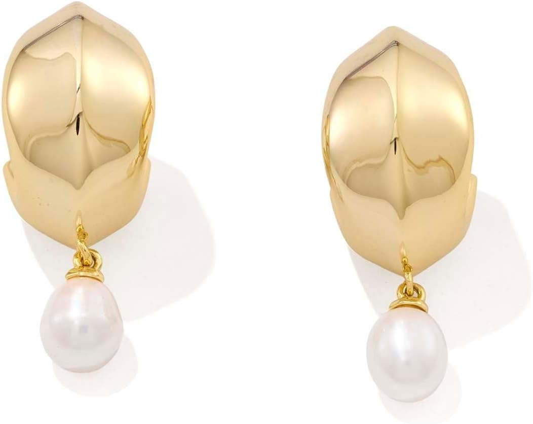 image:imageKendra Scott Oakland Pearl Huggie EarringsGOLD FRESHWATER CULTURED PEARL