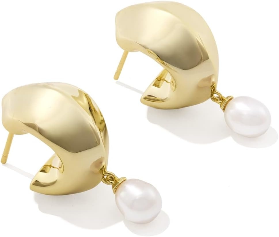 image:imageKendra Scott Oakland Pearl Huggie EarringsGOLD FRESHWATER CULTURED PEARL