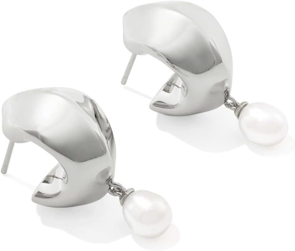 image:imageKendra Scott Oakland Pearl Huggie EarringsSILVER FRESHWATER CULTURED PEARL