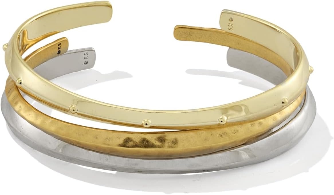 image:imageKendra Scott Oakland Set Of 3 Cuff Bracelets Gold SilverPlated Brass Vintage GoldMixed Metal