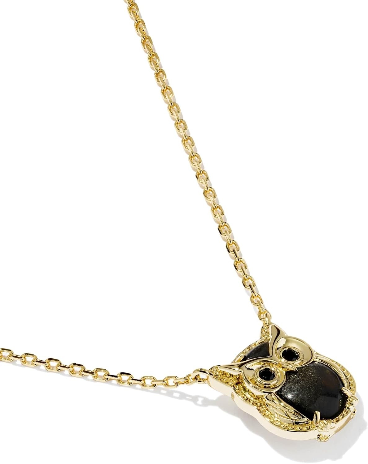 image:imageKendra Scott Owl Short Pendant Necklace 14k GoldPlated Brass Gold Sheen Obsidian