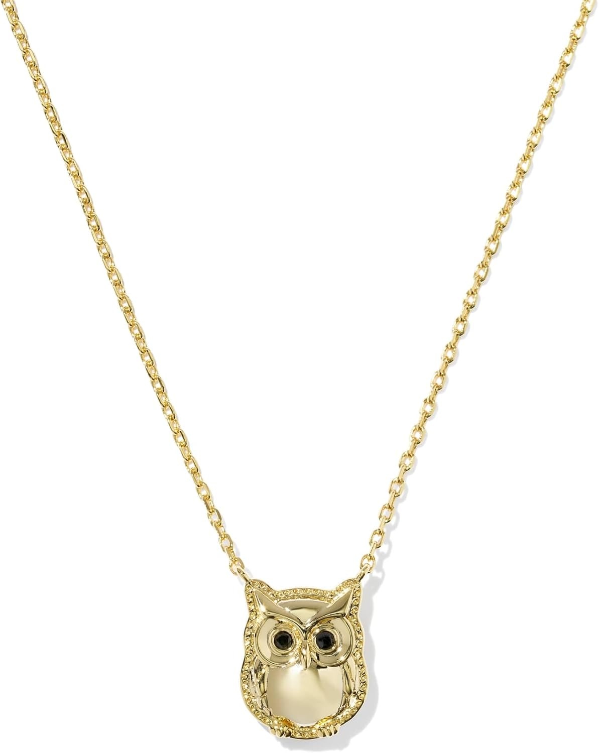 image:imageKendra Scott Owl Short Pendant Necklace 14k GoldPlated Brass Gold Sheen Obsidian
