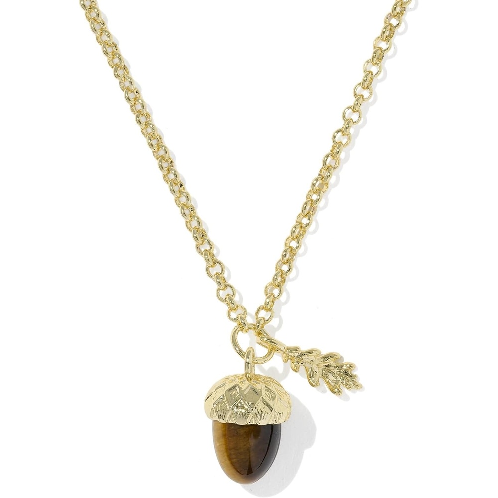 image:imageKendra Scott Acorn Short Pendant Necklace 14k GoldPlated Brass Brown Tigers Eye