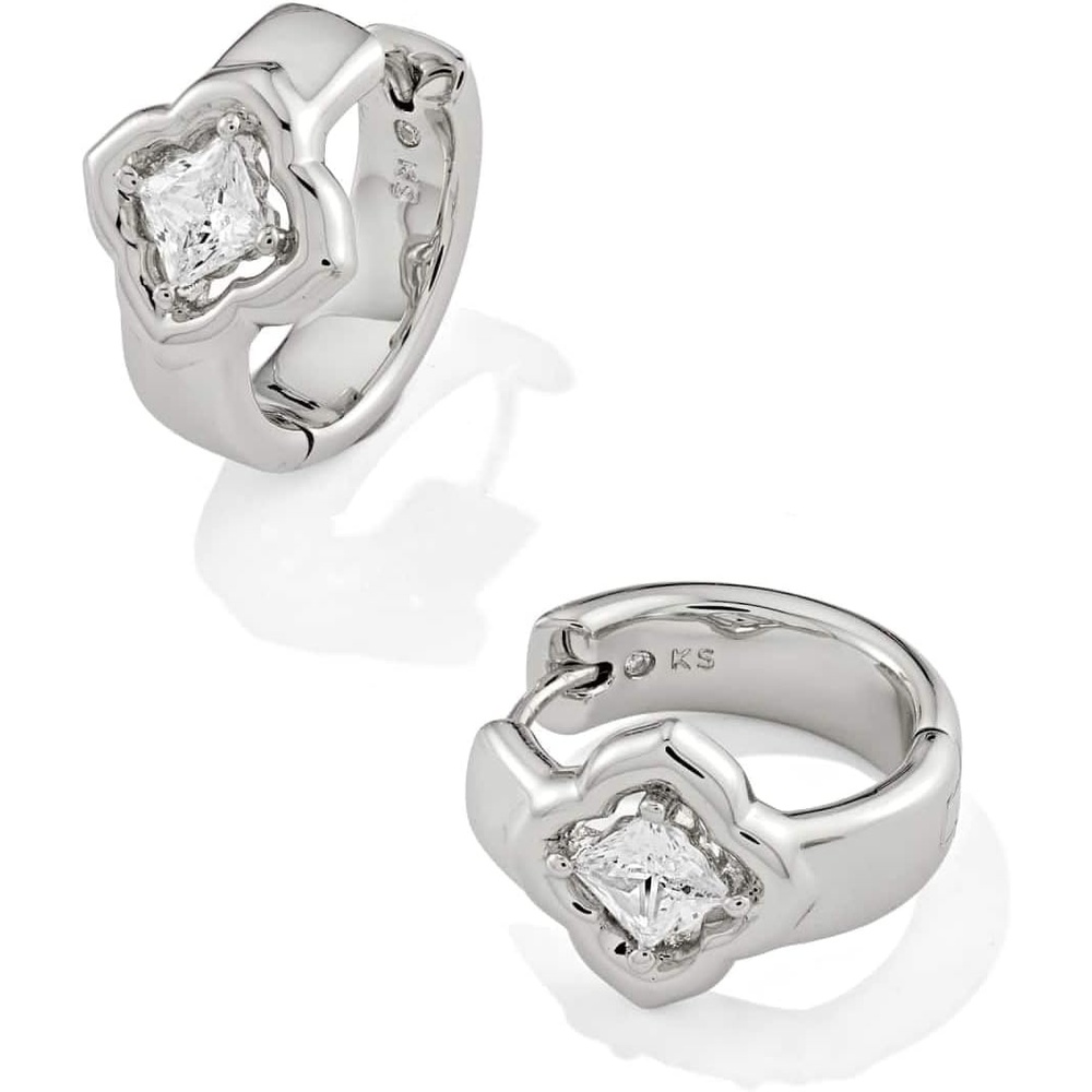 image:imageKendra Scott Mallory Crystal Huggie EarringsSILVER WHITE CZ