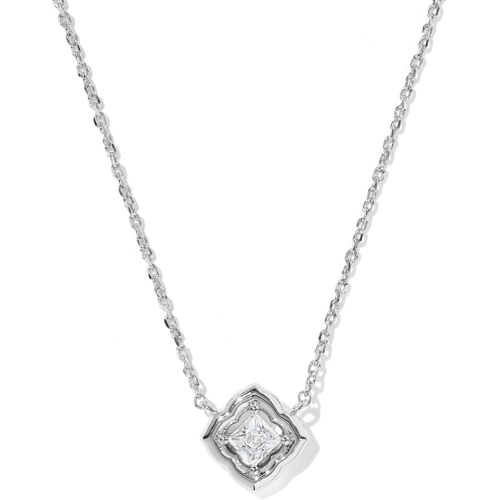 image:imageKendra Scott Mallory Crystal Short Pendant NecklaceSILVER WHITE CZ