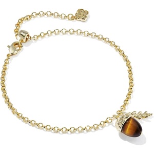 Kendra Scott Acorn Delicate Chain Bracelet, 14k Gold-Plated Brass, Brown Tigers Eye