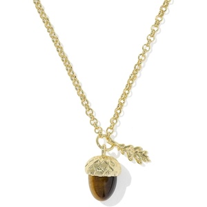 Kendra Scott Acorn Short Pendant Necklace, 14k Gold-Plated Brass, Brown Tigers Eye