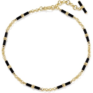 Kendra Scott Bree Beaded Link And Chain Necklace(GOLD- BLACK AGATE)