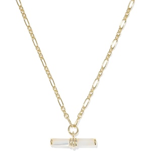 Kendra Scott Bree Metal T-Bar Short Pendant Necklace(GOLD- IVORY MOTHER OF PEARL)