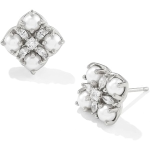 Kendra Scott Dira Pearl Stud Earrings(SILVER- FRESHWATER CULTURED PEARL)