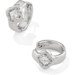 Kendra Scott Mallory Crystal Huggie Earrings(SILVER- WHITE CZ)