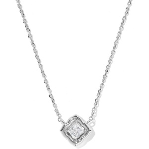 Kendra Scott Mallory Crystal Short Pendant Necklace(SILVER- WHITE CZ)
