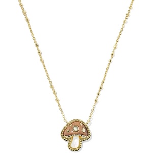 Kendra Scott Mushroom Short Pendant Necklace, 14k Gold-Plated Brass, Brown Mix