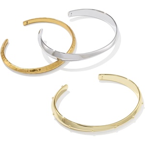 Kendra Scott Oakland Set Of 3 Cuff Bracelets, Gold, Silver-Plated Brass, Vintage Gold-Mixed Metal